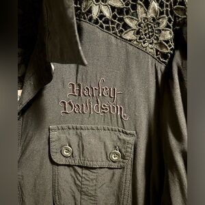 Women’s Harley Davidson XL black long sleeve button down shirt